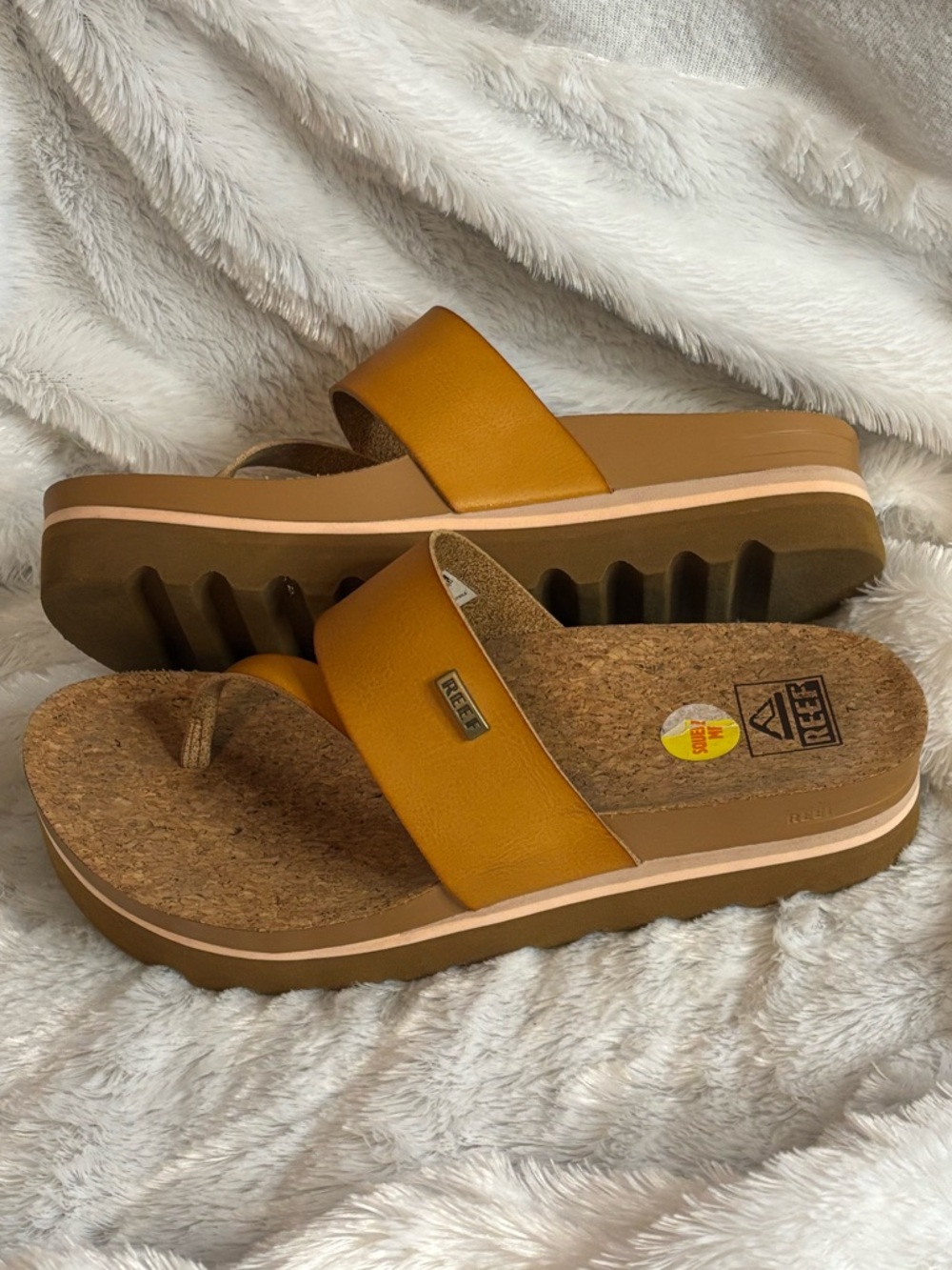 Reef Wedge Sandal in Camel Tan Nude and Cork Size 7 Women’s Sandals - Picture 4 of 5